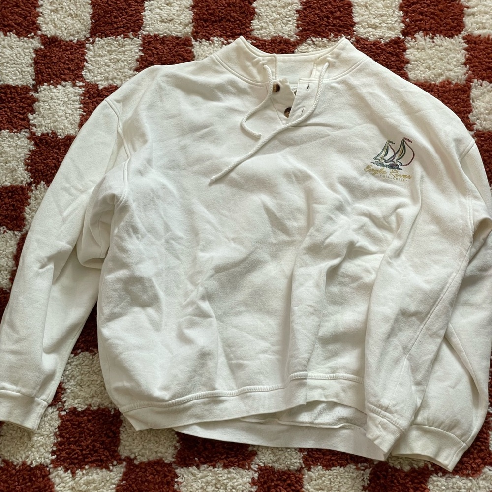 White Nautical Embroidered Sweatshirt